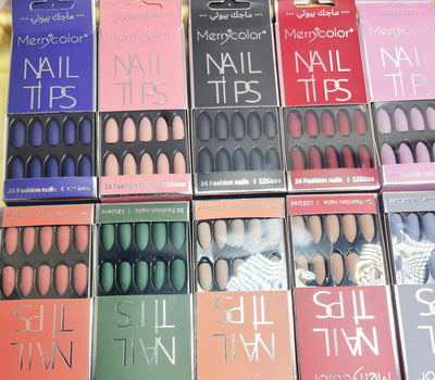 SUMMER 24 pcs Fake Nails Matte Frosted Long T Short T Strip Fake Nail Patch Ballet Wear Nail Art