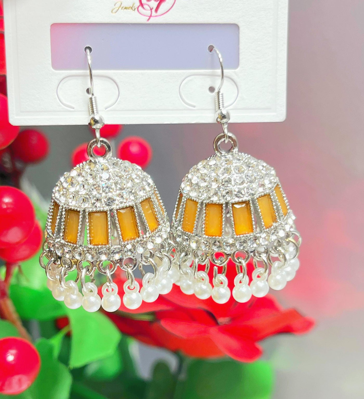 Elegant Red Jhumka Earrings