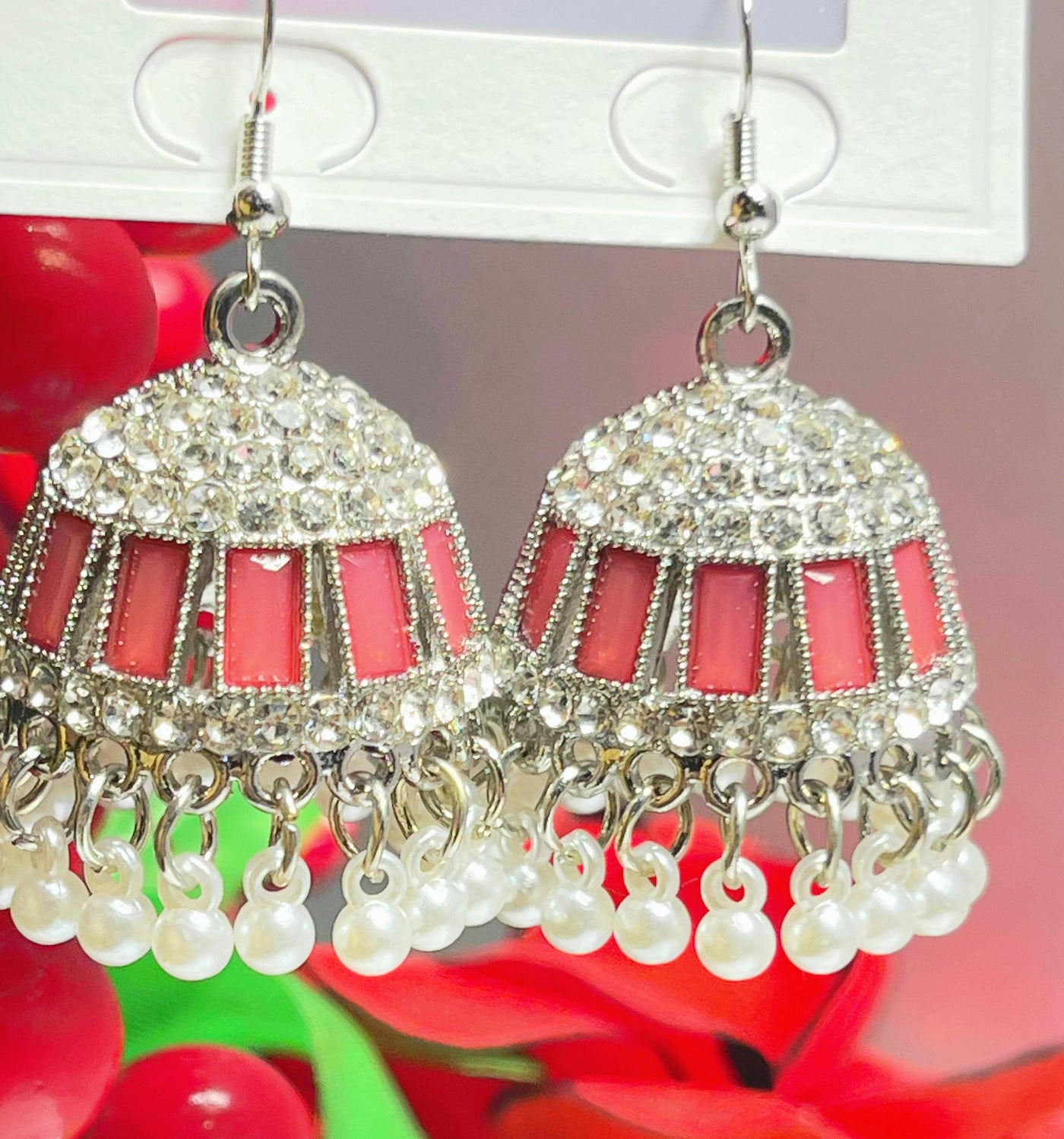 Elegant Red Jhumka Earrings