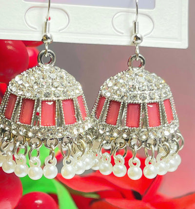 Elegant Red Jhumka Earrings