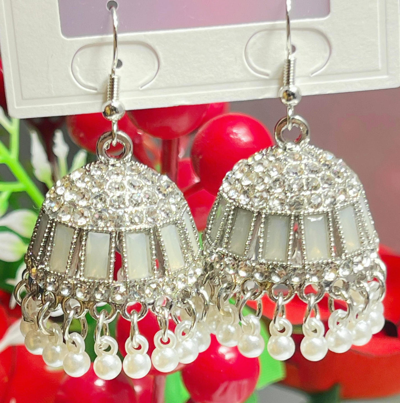 Elegant Red Jhumka Earrings