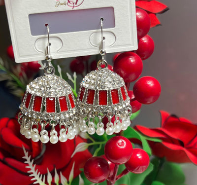 Elegant Red Jhumka Earrings