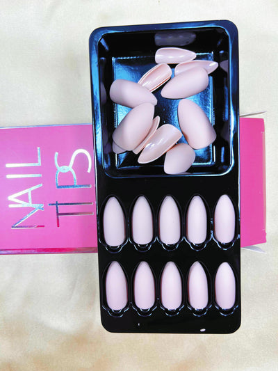 SUMMER 24 pcs Fake Nails Matte Frosted Long T Short T Strip Fake Nail Patch Ballet Wear Nail Art