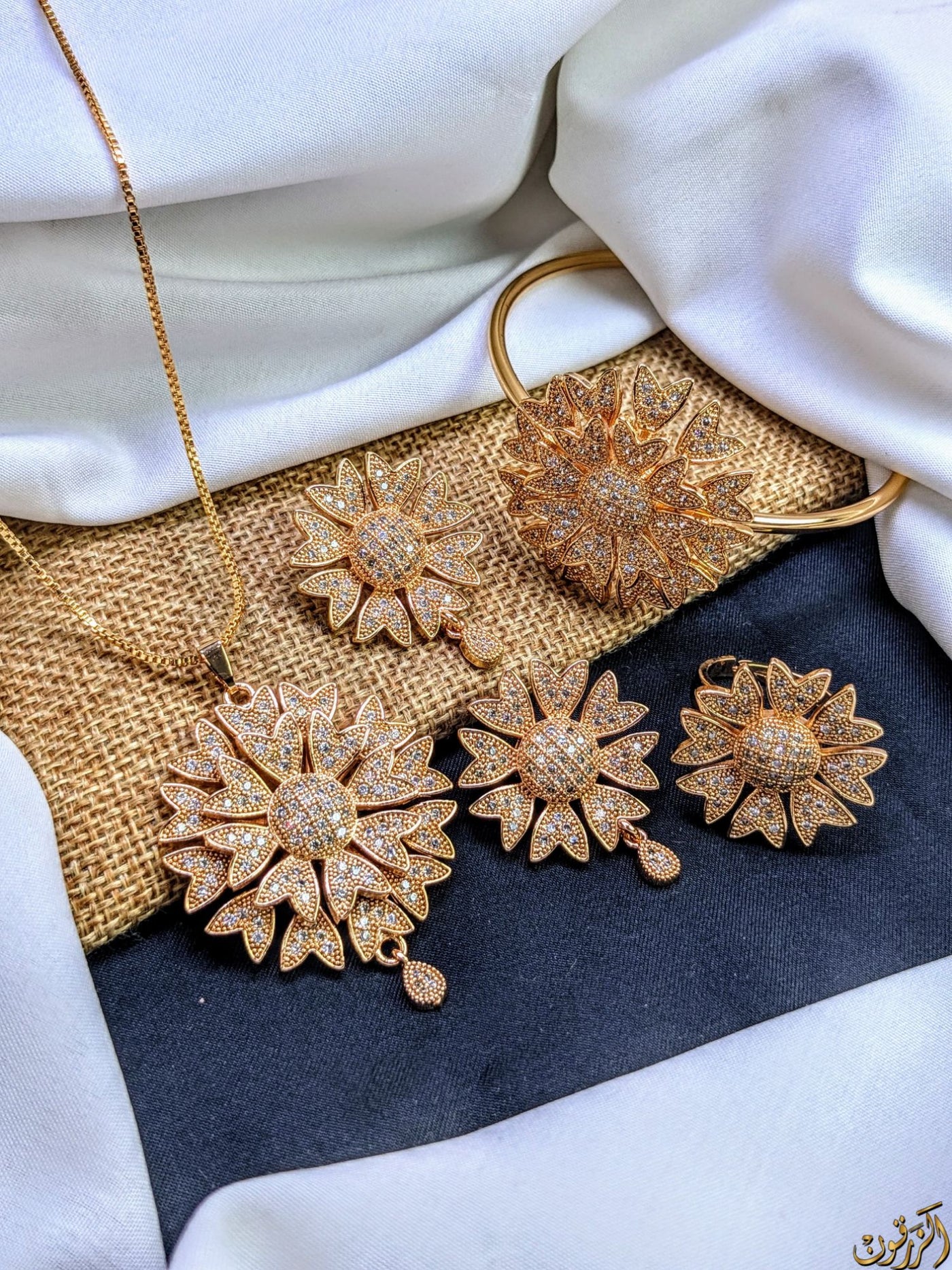 Fancy China Flower Jewellery Combo Set -  Adjustable Ring And Openable Bangl