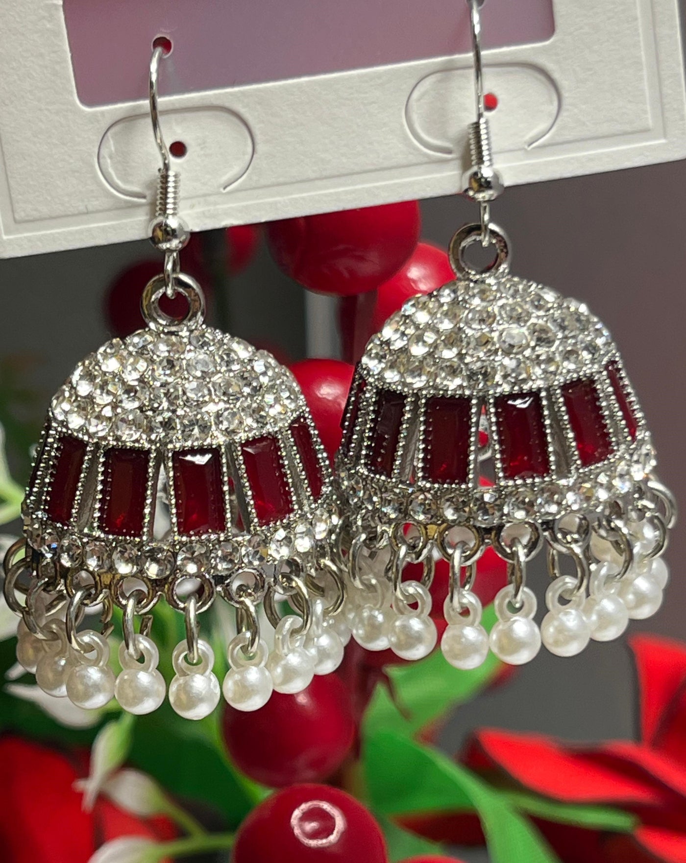 Elegant Red Jhumka Earrings